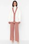 Women's Plus Size V-Neck Buttoned Cardigan Wide-Leg Pants Knitwear Set Pique Textured Comfortable Casual - 4