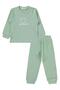 Smiling Face Printed Pajama Set for Ages 1-7 - Green - 3