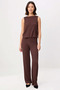 Women's Plus Size Sleeveless Crew Neck Seersucker Textured Knitted Blouse Pants Set Comfortable Casual Modern - 4