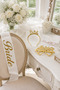 Bride to Be Gold Color Mica Crown Glasses White Sash Accessory Set, Bridal Party and Bachelorette Party Accessories - 4