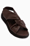 Jennie Genuine Leather Brown Cross-Strap Women's Sandals