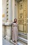 Women's Striped Patterned Waist Tie Dress Brown - 2