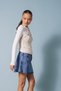 Embroidered Tulle Detail Long Sleeve T-Shirt Powder - 3