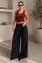 Black High Waist Pleated Relaxed Fit Women's Sweatpants Mg2823 - 2