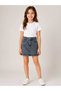 Girl's Stoned Lace Waistband Denim Jeans Skirt