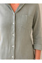 Sequin Detailed Judge Collar Cotton Shirt - Khaki - 2