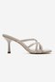 Beige Women's Thin Strap Heeled Slippers – Square Toe Stylish Casual Evening Dress Shoes - 4