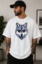 Cool Colorful Wolf Printed T-Shirt, 100% Cotton Unisex Oversized Cotton White T-Shirt, Crew Neck T-Shirt - 2