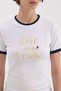 Women's 100% cotton short sleeve t-shirt with embroidery detail on the front - 4