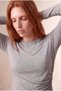 Women's Gray Melange Viscose Long Sleeve Side Gather Detailed Blouse Noemia - 3