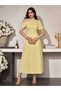 Yellow Solid Asymmetric Neck A-Line Maxi Dress - 4