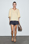 Vandal Women's 100% Organic Cotton Deep V-Neck Oversized Yellow T-Shirt - 3