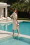 Women's Beige Openwork Knitwear Dress with Slits Oversized Beach Dress Summer Stylish Pareo - 4