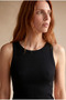 Women's Black Ribbed Crew Neck Sleeveless Undershirt - 3