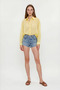 Lemon Yellow Striped Comfortable Fit Long Sleeve Voyl Shirt - 2