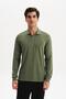 Ar-Ma Men's Polo Collar Sweatshirt, Unprinted, Basic Collar, Zippered, Slim Fit, Double-Sided Interlock K30554