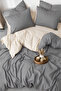 Cream & Gray Single Duvet Cover Set – Modern Minimal Series