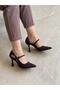 Brown Suede Drop Buckle Heeled Shoes - 3