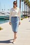 Women's Plus Size High Waist A-Line Midi Denim Skirt Front Slit 100% Cotton Comfortable Casual Modern - 3
