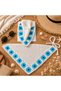Blue Knitted Bohemian Hair Bandana - Floral Motif Tie-On Summer Women's Bandana - 2