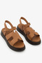 Tan Genuine Leather H-Strap Daily Women's Sandals