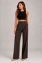 Women's Brown Trousers Long Palazzo Straight Loose Long Leg Trousers - 4