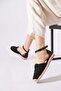 Estior karnıyarık braided women's flat shoes black - 3