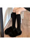Women's 3-Pack Below Knee Ribbed Long Socks Set Black Gray Cream College Style Socks - 3