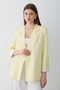 Women's Yellow Striped Lined Blazer Jacket with Sleeve Detail - 2