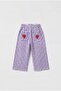 Girl's Cotton Lilac Gingham Strawberry Embroidered Tracksuit