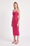 Fuchsia Interlock Adjustable Thin Straps and Waist Window Detail Slit Midi Dress - 2