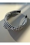 White Polka Dot Pattern Satin Knotted Hair Crown - 3