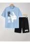 Judo Printed 100% Cotton Crewneck Children's T-Shirt-Shorts Two-Piece Set