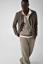 Vicktor Full Zipper Men's Khaki Tracksuit Top Z6Yq24K5014-G9D5 - 2