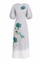 Green Floral Ombre Linen Dress