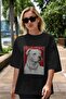 For Dog Lovers 41 Front Dog Printed Black Oversize T-Shirt 100% Cotton Unisex Dog Lover Premium Design - 5