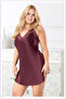Women's Plus Size Patterned Satin Nightgown - Red Lace Plus Size Nightgown