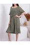 Women's Mesh Knit Top and Linen Flared Skirt Casual Boho Summer Midi Dress - 2