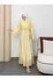 Silk Model Belted Ankle Drawstring Pattern Detailed Women's Dress - 2