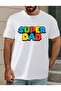 Men's Super Dad Printed Crew Neck Oversize Casual Boyfirend Black T-Shirt