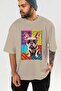 For Dog Lovers 65 Front Dog Printed Beige Oversize T-Shirt 100% Cotton Unisex Dog Lover Premium Design - 6