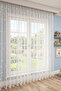 Ecru, Star Patterned, 1 to 2 Sparse Pleats, Children's and Baby's Room, Knitted Tulle Curtain - 5