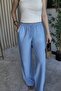 Women's Wide-Leg Linen-Look Trousers with Pockets - 2