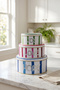 Set of 3 Round Metal Decorative Boxes, 21.5, 17.5, 14 cm Aura
