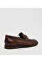 Textured Tan Leather Loafers Shoes - 3
