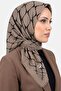 Women's Mink Black Geometric Patterned Flared Twill Scarf