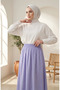 Elastic Waist Polka Dot Patterned Skirt 0309-05 Lilac - 3