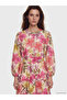 Lcw Modest Pink High Neck Floral Belted Layered Dress - 2