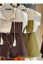 Coffee Linen Pocket Blouse and Striped Shorts Set - 4