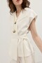 Ecru Linen Blend Belted Women's Vest - 4
